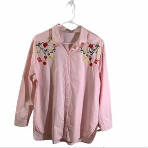 Grifflin Paris Embroidered Button Front Shirts Pink